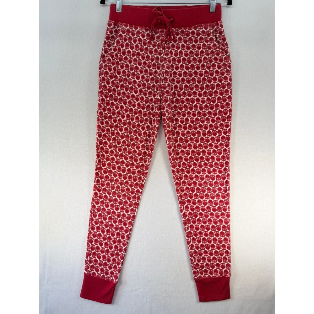 Jane and Bleecker Red Owl Print Pajama Jogger Pants Womens XS Drawstring Pockets